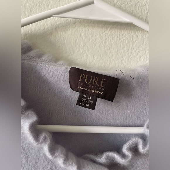 Pure collection soft lilac purple cashmere ruffle comfy cardigan sweater - Picture 4 of 5